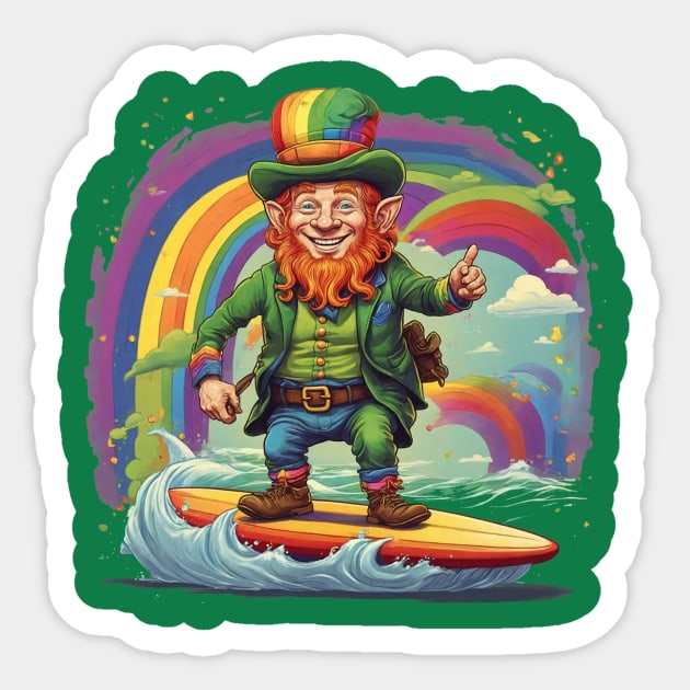 Leprechaun on the surf! #1 Sticker by bswlife